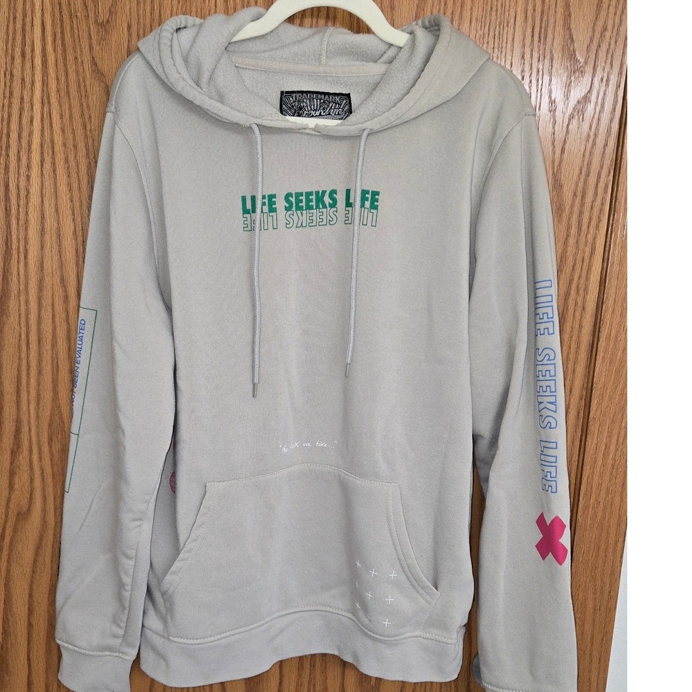 Brooklyn‎ Cloth Life Seeks Life Graphic Hoodie Tan Beige Streetwear Mens Large